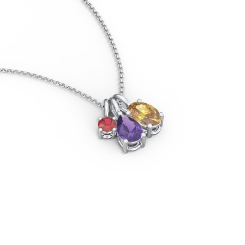 Toi et Moi + Baby and Me - Necklace Charms – Sterling Silver with Amethyst, Citrine, and Garnet