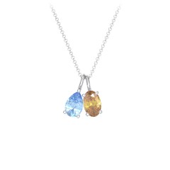 Toi et Moi Necklace Charms – Sterling Silver with Blue Topaz and Citrine