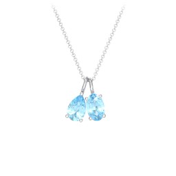 Toi et Moi Necklace Charms in 925 Sterling Silver with Blue Topaz