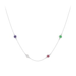 Bezel-Set Round Stone Station Necklace
