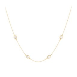 Bezel-Set Round Stone Station Necklace