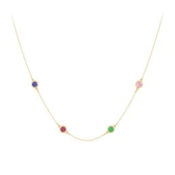 Bezel-Set Round Stone Station Necklace