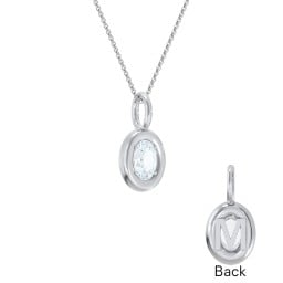 Oval Frame Stone Necklace With Back Initial