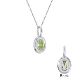 Oval Frame Stone Necklace With Back Initial