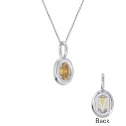 Oval Frame Stone Necklace With Back Initial