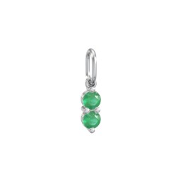 2 Gemstone Vertical Charm in 925 Sterling Silver with Emerald