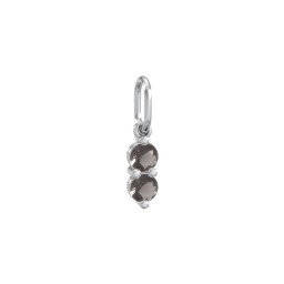 2 Gemstone Vertical Charm in 925 Sterling Silver with Smokey Quartz