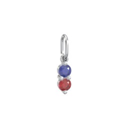 2 Gemstone Vertical Charm in 925 Sterling Silver with Blue Sapphire and Garnet
