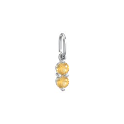 2 Gemstone Vertical Charm in 925 Sterling Silver with Citrine