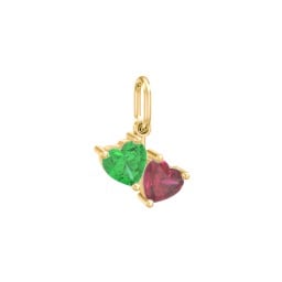 Double Heart Gemstone Charm