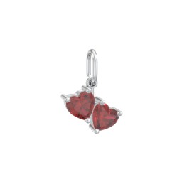 Double Heart Gemstone Charm