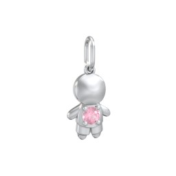 Little Boy Charm with Gemstone in 925 Sterling Silver with Pink Tourmaline
