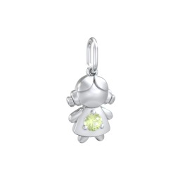 Little Girl Charm with Gemstone in 925 Sterling Silver with Peridot