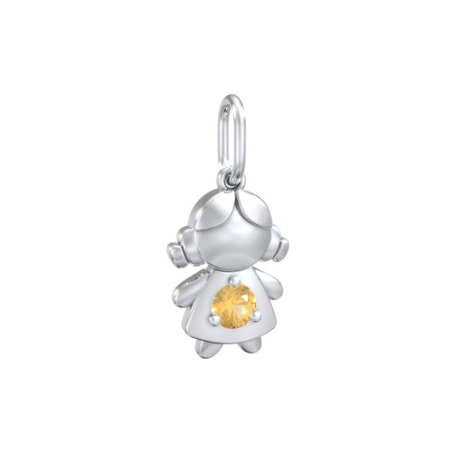 Little Girl Charm with Gemstone – Sterling Silver with Citrine