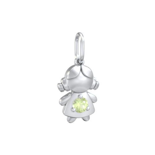 Little Girl Charm with Gemstone – Sterling Silver with Peridot