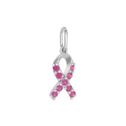 Pavé Awareness Ribbon Charm in 925 Sterling Silver with Ruby