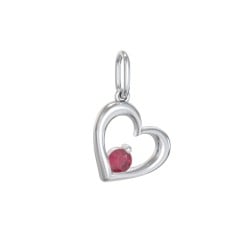 Tilted Heart Gemstone Charm