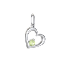 Tilted Heart Gemstone Charm in 925 Sterling Silver with Peridot