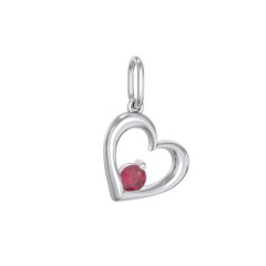 Tilted Heart Gemstone Charm – 10K Yellow Gold with Emerald