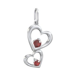 Tilted Hearts Charm with Gemstones