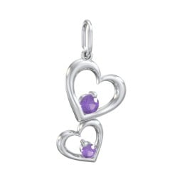 Tilted Hearts Charm with Gemstones