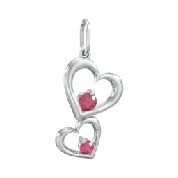 Tilted Hearts Charm with Gemstones