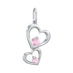 Tilted Hearts Charm with Gemstones