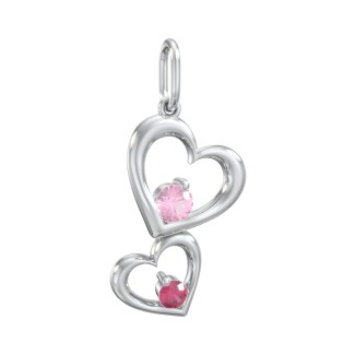 Tilted Hearts Charm with Gemstones