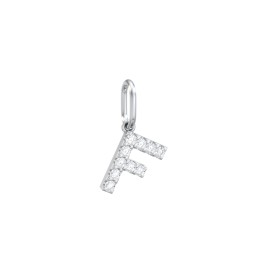 Pavé Initial Charm-F in 925 Sterling Silver with White Premium Zirconia