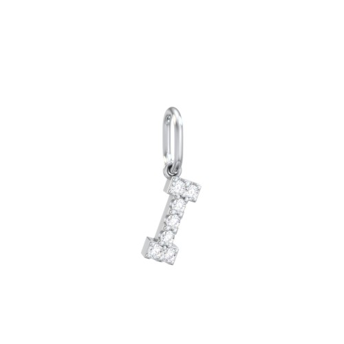Pavé Initial Charm-I – Sterling Silver with White Premium Zirconia