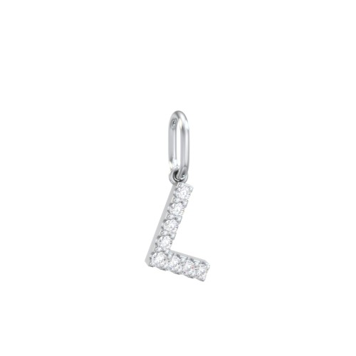 Pavé Initial Charm-L – Sterling Silver with White Premium Zirconia