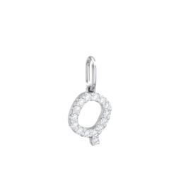 Pavé Initial Charm-Q in 925 Sterling Silver with White Premium Zirconia