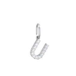 Pavé Initial Charm-U in 925 Sterling Silver with White Premium Zirconia