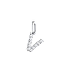 Pavé Initial Charm-V in 925 Sterling Silver with White Premium Zirconia