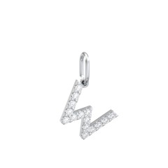Pavé Initial Charm-W – Sterling Silver with White Premium Zirconia