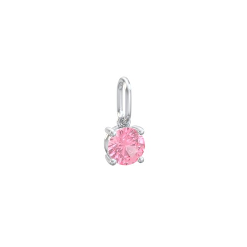 Round Gemstone Charm – Sterling Silver with Pink Tourmaline