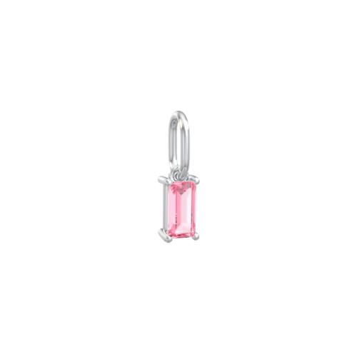 Baguette Gemstone Charm – Sterling Silver with Pink Tourmaline