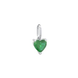 Heart Gemstone Charm in 925 Sterling Silver with Emerald