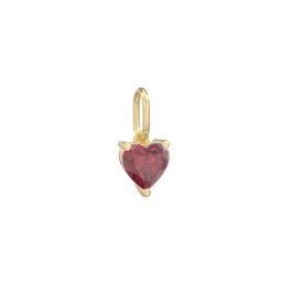 Heart Gemstone Charm in 10K Solid Yellow Gold with Ruby