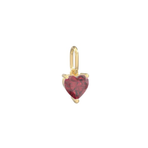 Heart Gemstone Charm – 10K Yellow Gold with Ruby