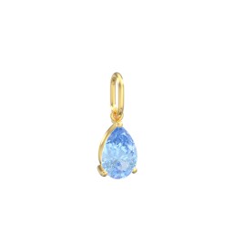 Pear Gemstone Charm in 10K Solid Yellow Gold with Blue Topaz