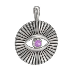 Men's Evil Eye Disc Pendant with Gemstone