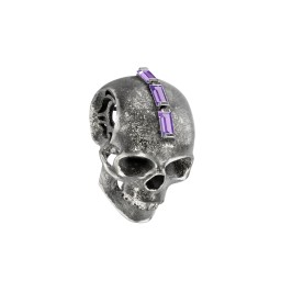 Men's Skull Pendant with Baguette Gemstone Mohawk