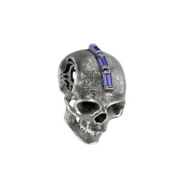 Men's Skull Pendant with Baguette Gemstone Mohawk