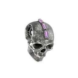 Men's Skull Pendant with Baguette Gemstone Mohawk in 925 Sterling Silver with Amethyst