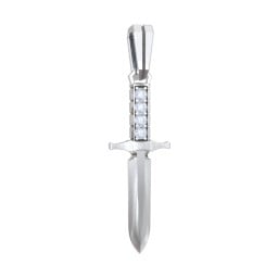 Men's Engravable Dagger Pendant with Gemstones