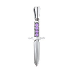 Men's Engravable Dagger Pendant with Gemstones