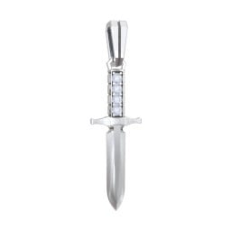 Men's Engravable Dagger Pendant with Gemstones