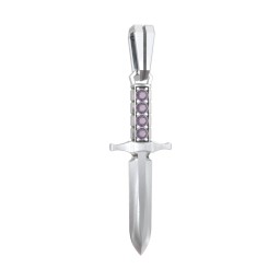 Men's Engravable Dagger Pendant with Gemstones