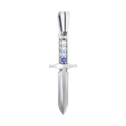 Men's Engravable Dagger Pendant with Gemstones